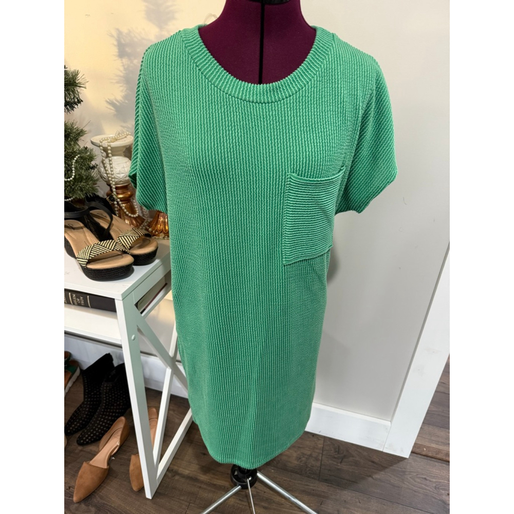 Entro Ribbed Knit T-Shirt Dress Small